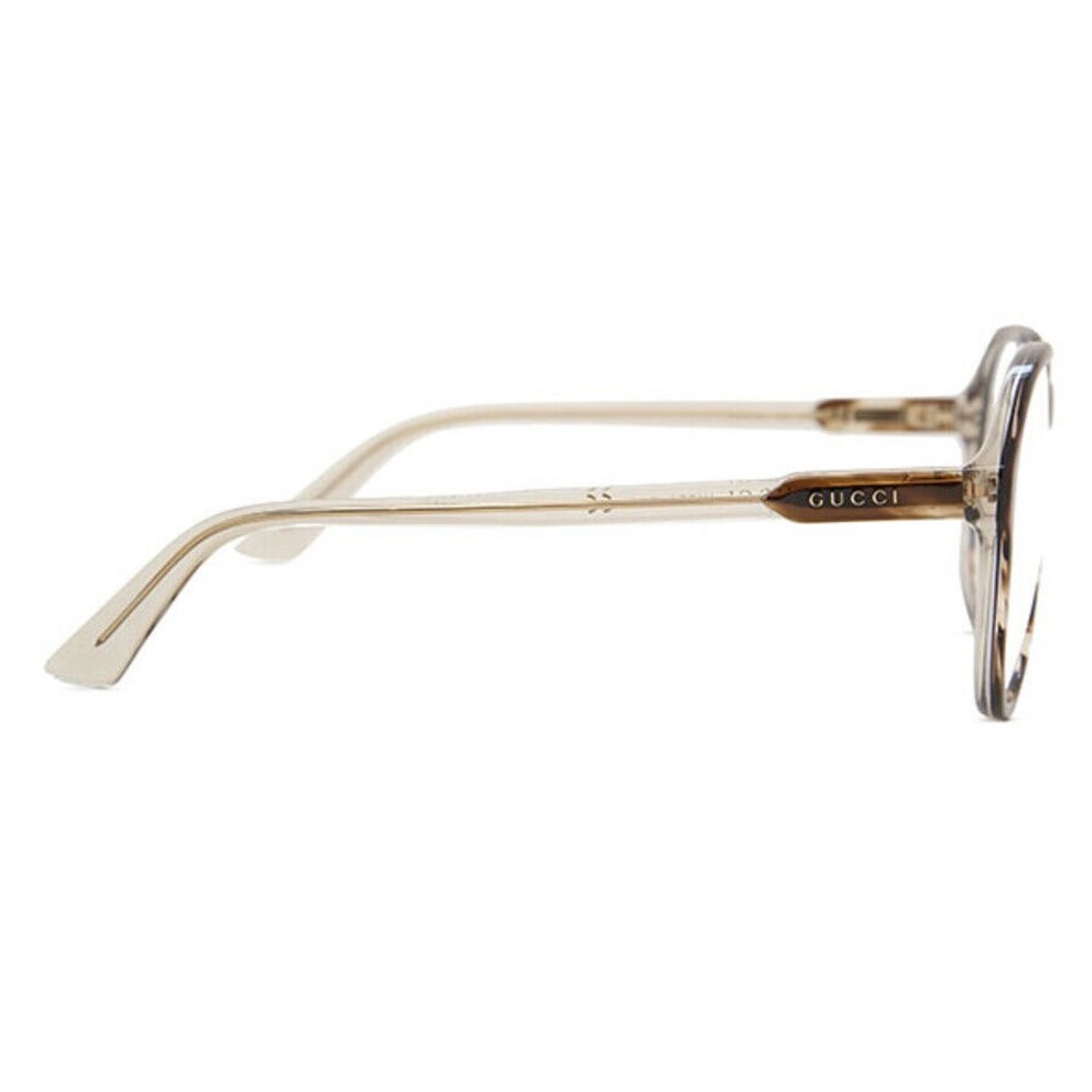 Gucci Round Eyeglasses GG1036O-002 Shiny Medium Havana Frame Transparent Lenses - Picture 3 of 6
